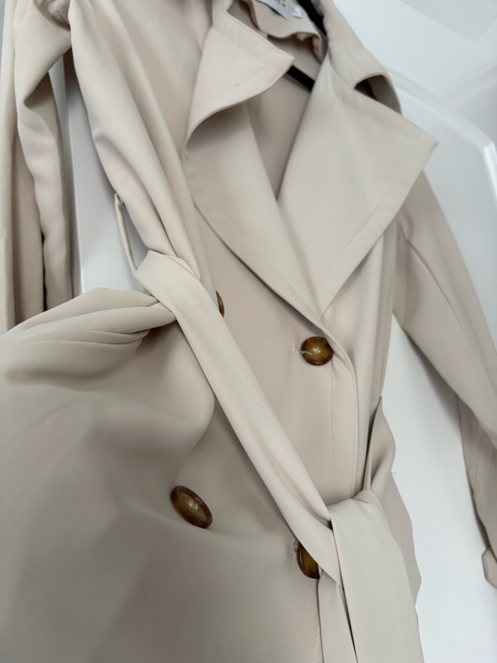 Hello Molly Beige Double-Breasted Trench Coat